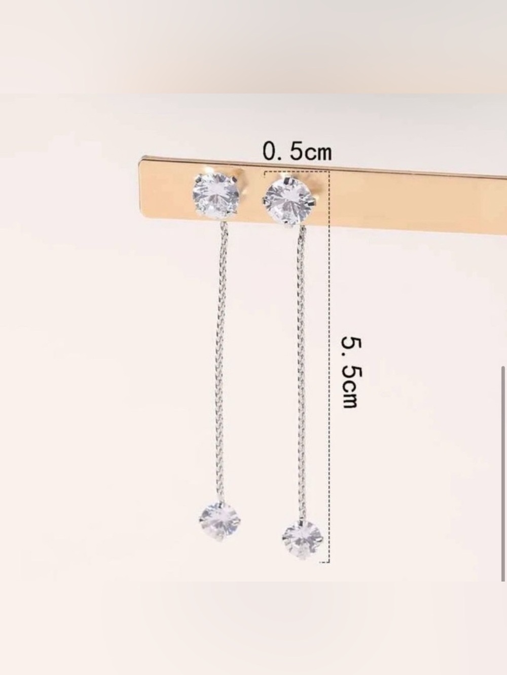 Silver Plated Stainless Steel Cubic Zirconia Drop Earrings - Picture 3 of 3